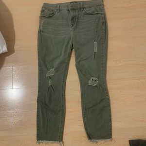 Express Olive Ankle & Cropped Jeans